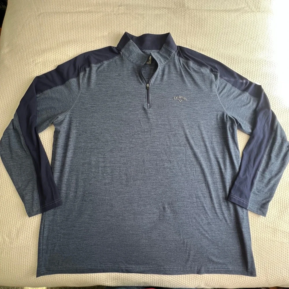 Callaway Men's Blue 1/4 Zip Long Sleeve Golf Pullover Shirt Size XXL - Picture 1 of 7